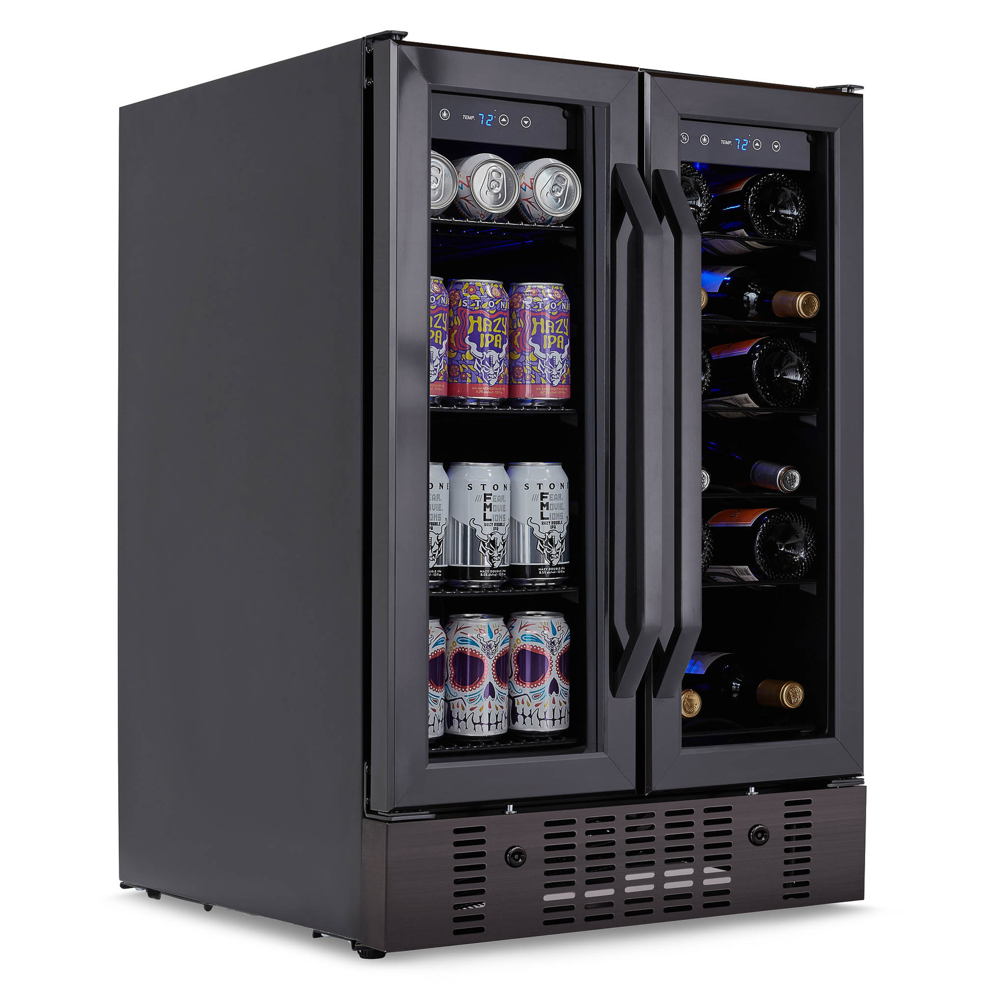 Newair, 24” Beverage Fridge Black Stainless Steel, Bottle Capacity 18, Can Capacity 58, Height 34.5 in, Model# NWB076BS00